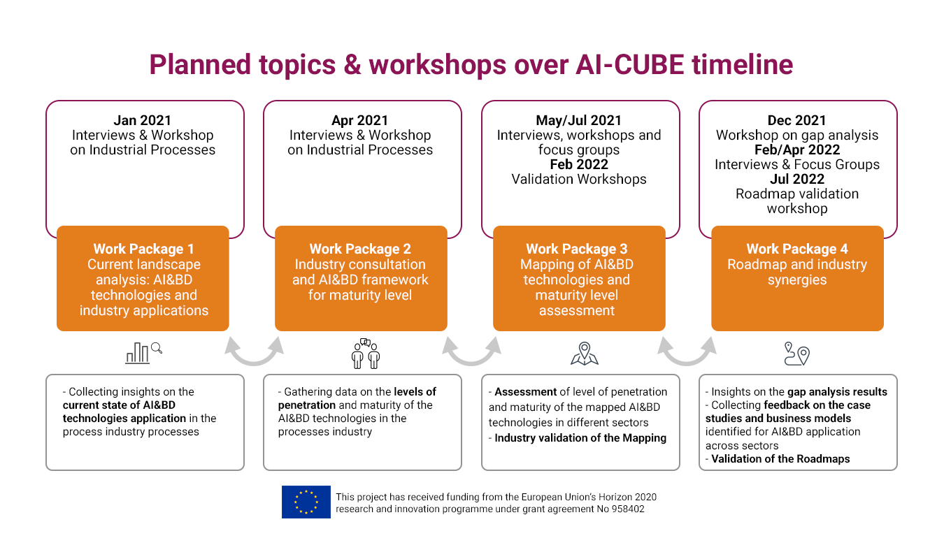 Planned topics & workshops over AI-CUBE timeline